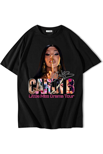 BRZ COLLECTION Unisex Oversize Cardi B T-Shirt Black