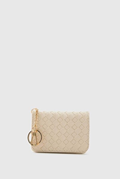 Shule Bags Wowen Knitted Leather Charm Card Holder Cream
