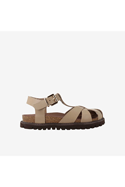 Genuins Women's / Girls' Sandals G106774 Howea Embossed Leather Taupe