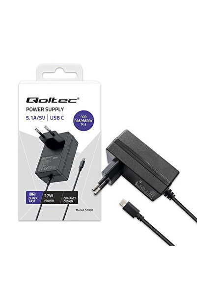 Qoltec Încărcător cu cablu încorporat și port USB-C, cu funcție Power Deliver...