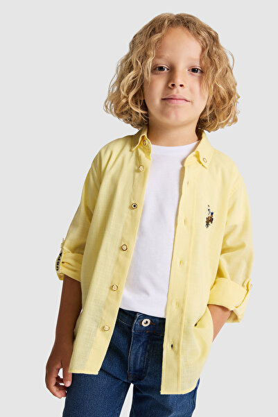 U.S. Polo Assn. Boy's Light Yellow Long Sleeve Basic Shirt 50320263-Vr004