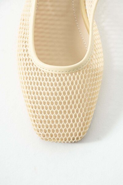 BeBeQ Store Carleone Beige Women's Shoes with Open Back and Mesh Detail