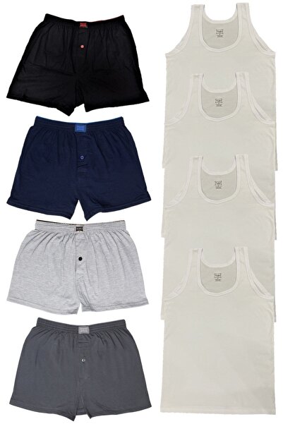 Tutku Men's 4 Boxers, 4 Undershirts - Pack of 8