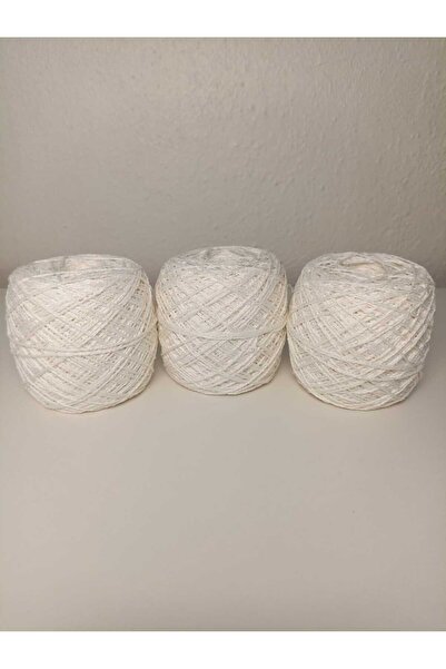 kartopya Kırık Beyaz Renkli Zincir Koton Örgü İpi 300gr(3x100 Gr)
