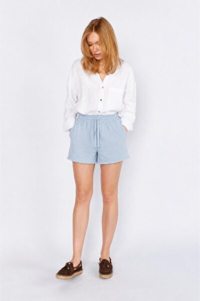 TENA Women's Blue Elastic Waist Tasseled Short Shorts