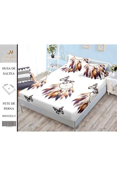 naniland.ro Finet Покривало за легло за двама от 3 части, еластично, 180x200 ...