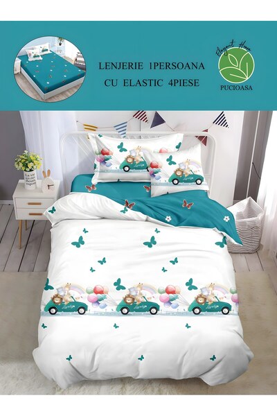 naniland.ro Duvet Cover Set 1 Person 4 Pieces With Stretchy 155x200 cm