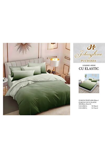 naniland.ro Lenjerie de Pat Bumbac Satinat 2 Persoane 6 Piese cu Elastic 180x...