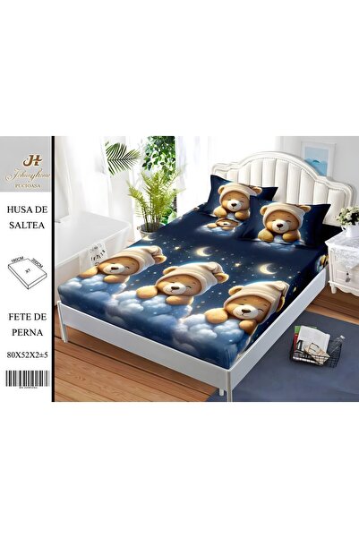 PlayFun Сатенено памучно покривало за легло за двама, 3 части, с ластик, 180x...