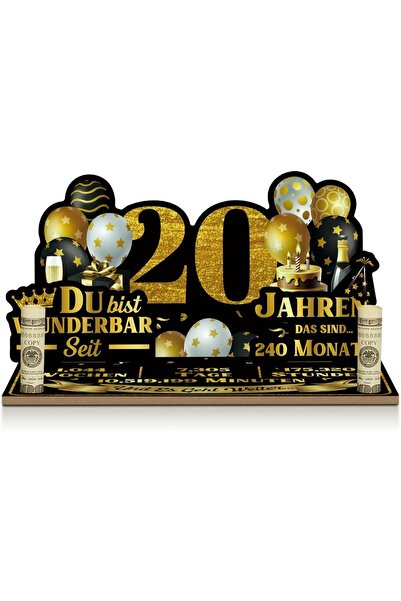 OEM Decorațiune de Masă Aniversară cu Buzunar pentru Bani Negru Auriu 20