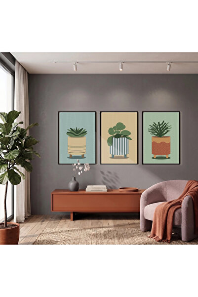 KOLAJTASARIM Set de artă minimalistă cu plante, set de pictură cu 3 piese, cu...
