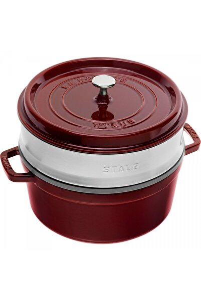 STAUB Oala cu capac Staub, rotunda, cu insertie pentru abur, Fonta, 5.2l, Gre...