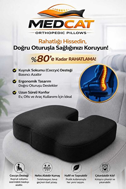 MedCat Ortopedik Oturma Minderi Hemeroid Kuyruk Sokumu Coccyx Cocix Oturma Mi...