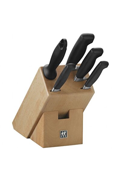 ZWILLING Set cutite Four Star, 6 piese, cu ascutitor, lemn, Maro