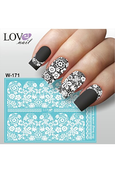 ECLAT TIRNAK STİCKERİ DANTEL (SULU TATTOO ÇIKARTMA) UV BEYAZ BASKI HER HANGİ ...