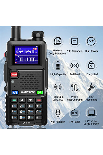 BAOFENG ασύρματος πομποδέκτης UV-5RH, VHF/UHF, 10W, μαύρος