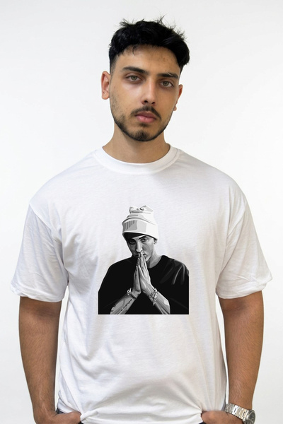 Anetos Eminem_42 Design Printed Oversize White T-Shirt