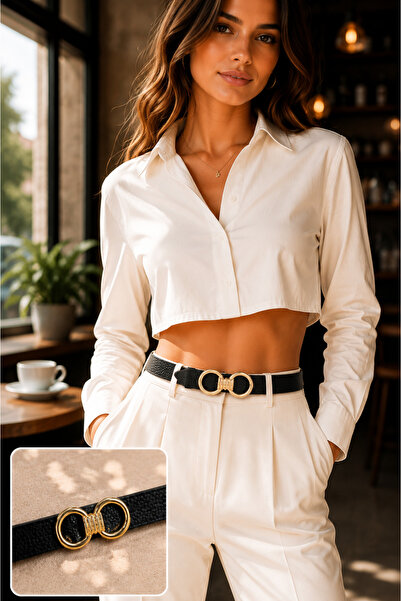 Jack Ferrero Women's leather belt with buckle - elegant design