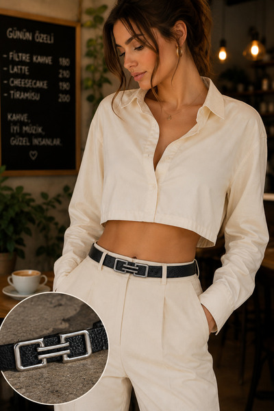 Jack Ferrero Women's leather belt with buckle - elegant design