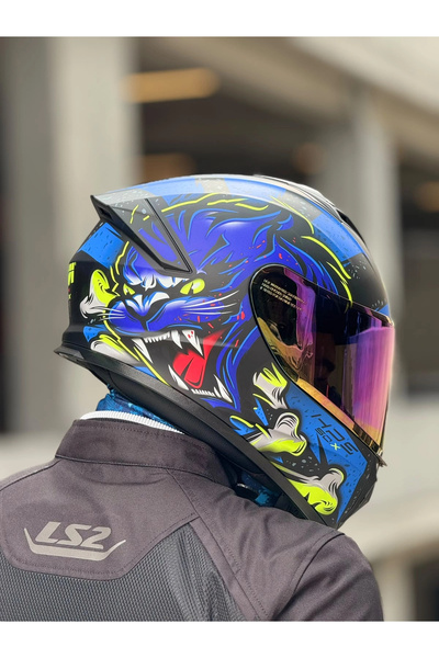 Givi 50.X WILD MAT SİYAH-MAVİ KASK (KIRMIZI VİZÖR)