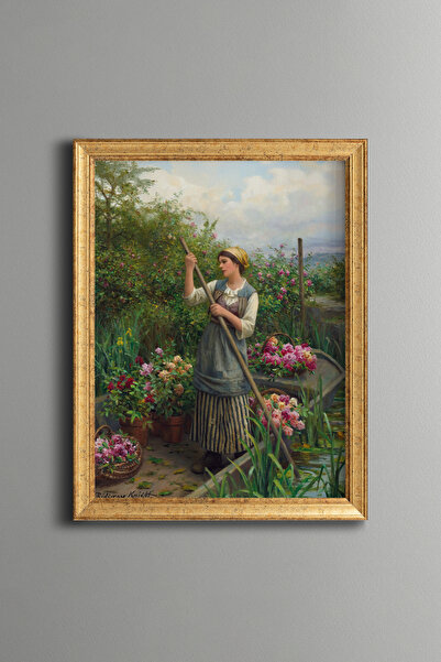 epiqart Picking Flowers Along the River - Vintage Patterned Painting - Fine M...