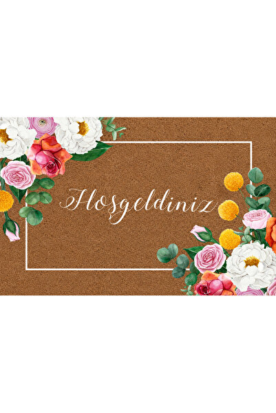 ETÜRKELİ Door Mat Non-Slip Heavy Base Rose, Flower Pattern Welcome Decorative...