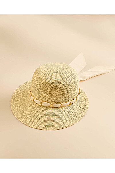 REDTAG Women Beige Embellished Paper Hat