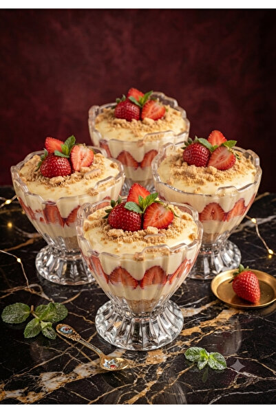çukurova home Modern Glass Ice Cream and Dessert Bowl (160 ml) 6 Pieces