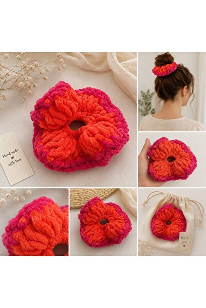 El Örgüsü Yumuşak Polar Scrunchie Toka - Kadın Emeği Destekli