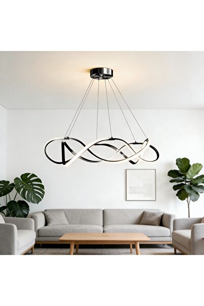 EMPORIO COLLECTION Μοντέρνο οβάλ μαύρο κρεμαστό φωτιστικό οροφής LED εσωτερικ...