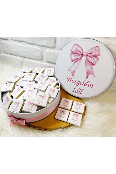 Sweet Story 100 Adet Pembe Kurdeleli Model 1 İsme Özel Hoşgeldin Kız Bebek He...