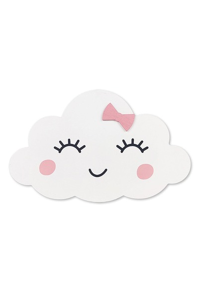 Z Store Cute Wooden Cloud LED Night Light - Pink Bow & Lights, 22x13.5cm