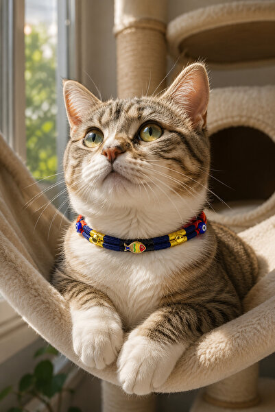 She Sells Miyavko Colorful Fish Detailed Evil Eye Beaded Paracord Braided Cat...