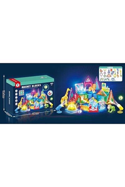 Blue Toys Μαγνητικά Τουβλάκια Ζώα του Δάσους 44 τεμάχια με Φως (MKU053330)