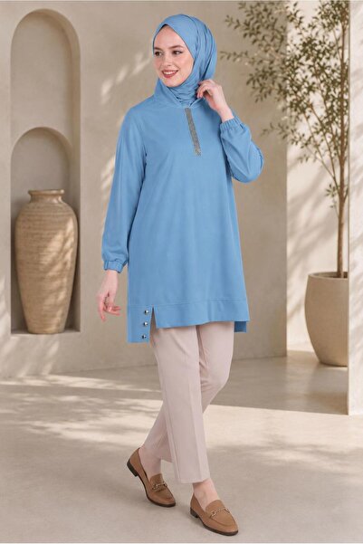 Alvina Hooded Stone Printed Tracksuit Tunic 43786