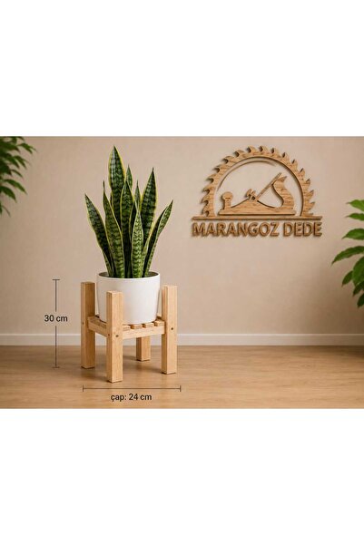MarangozDede MARANGOZ DEDE AHŞAP 30 CM SAKSILIK SAKSI STANDI DEKORATİF RAF