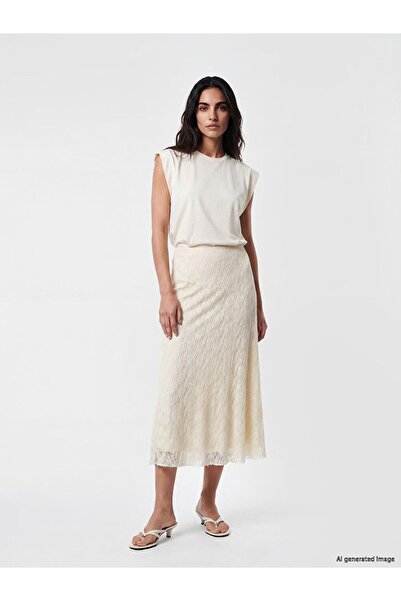 LC Waikiki Lcw Vision White Lace Detailed A-Line Skirt