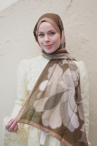 efdal şal eşarp Abstract Floral Pattern Voile Soft Shawl