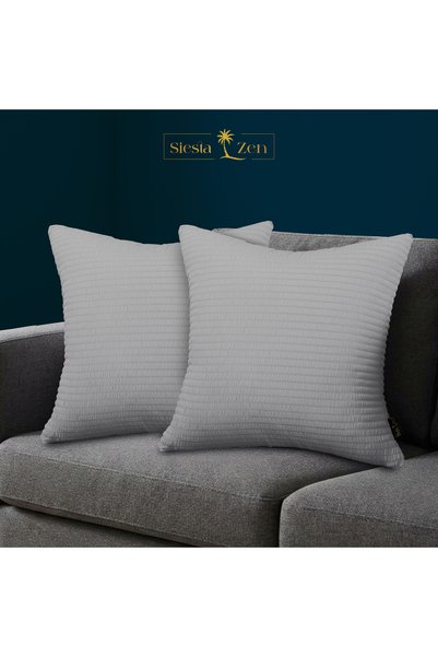Siesta Zen Soft Filled Cushion with Seersucker Elegant Stripe Removeable Zipper Cover Decorative Throw Cushion Pillow for Sofa, Bed & Chairs Home Décor Cushion