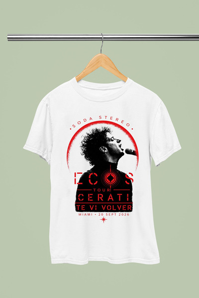 MAGORS تيشيرت روك قطني مطبوع عليه SODA STEREO بأكمام قصيرة وقصة عادية