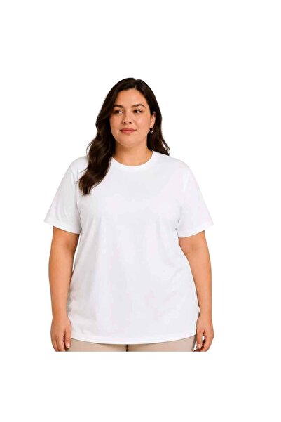 Barinoska Men's Oversized Big Size Basic T-Shirt White Crew Neck Short Sleeve...