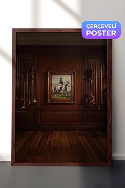 Postifull Horse and Rider Poster, Brown Framed Poster, Old Money Series, No:1...