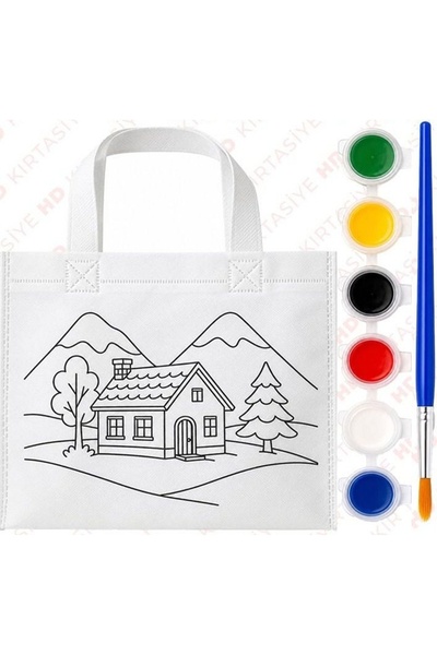 Modellino Desenli Çift Baskılı Çanta Boyama Seti - Karışık Desenli Çanta 24x2...