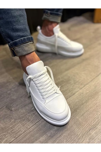 pabucmarketi White Lace-Up Men's Sneakers
