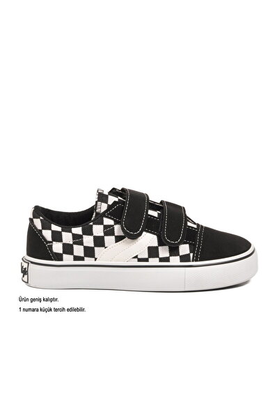 Aspor Black and White (Wide Fit) Knitwear Velcro Boys' Sports Shoes