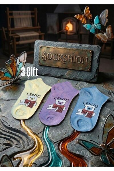 SOCKSHION Pastel and Vibrant Colored Teddy Bear Patterned Cotton Booties Sock...