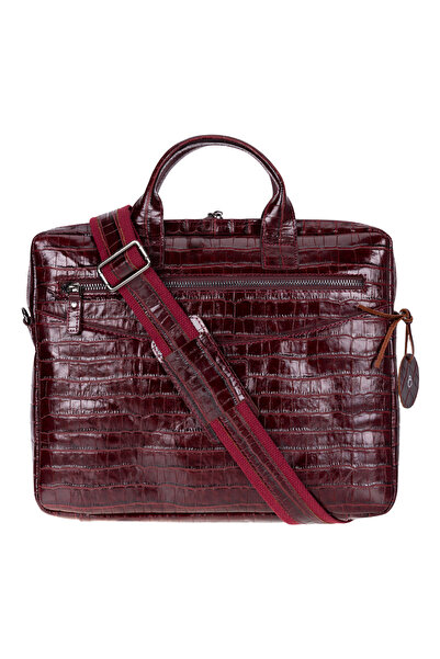 BloominBag Burgundy Croco Hakiki Deri 15-16 inç MacBook/Laptop Çantası