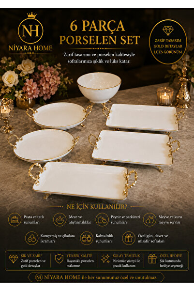 Niyara home 6-Piece Porcelain Set Adds Elegance and Luxury to Your Tables wit...