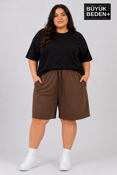 Superlife Süperlife Large Size Women's Lace-Up Shorts Spr26Bsrk592