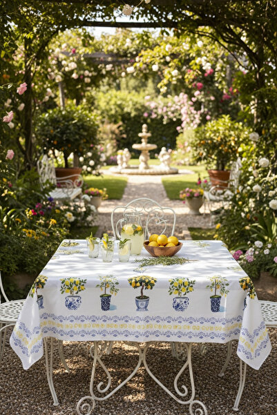 Softifyhome Softify Dertsiz Masa Örtüsü 110x150 cm Dijital Baskılı Limon Dese...